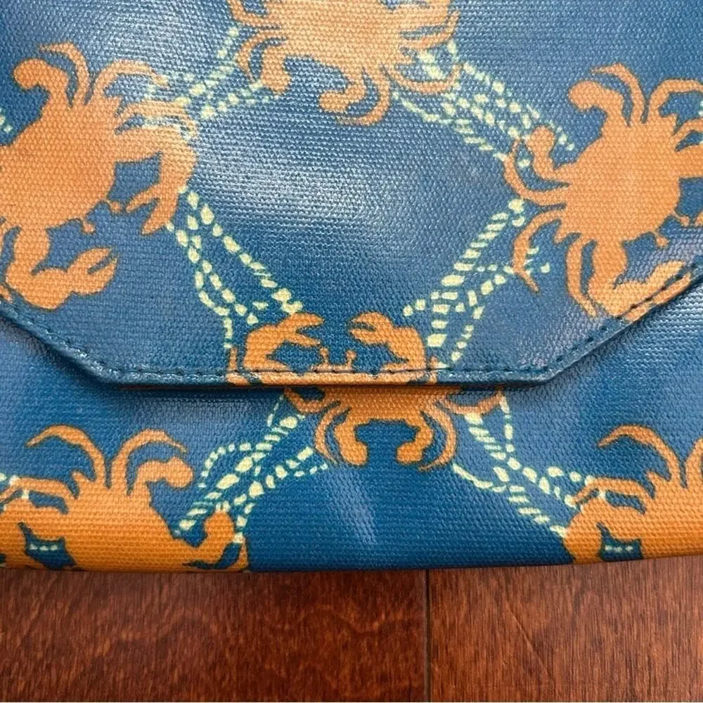 Halsea Blue and Orange Crab Pattern Clutch